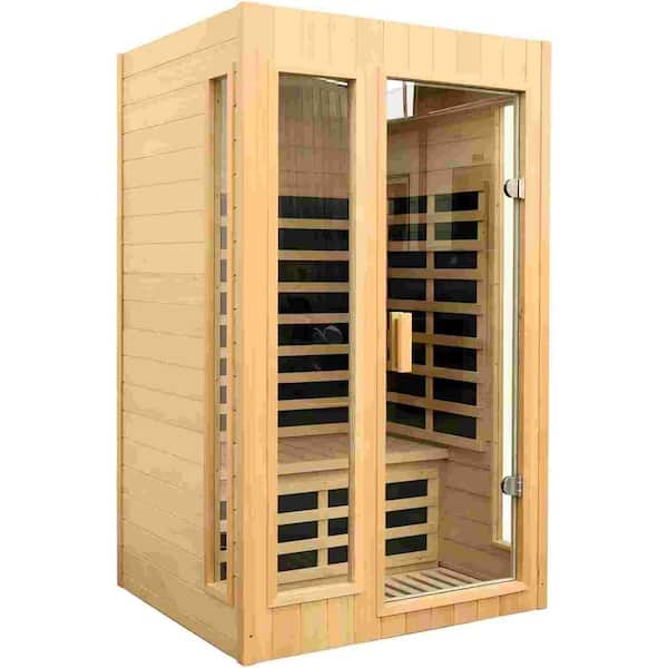 Spygo Moray 1-2-Person Indoor Hemlock Infrared Sauna with 5 Far-Infrared Carbon Crystal Heaters and Bluetooth Speakers