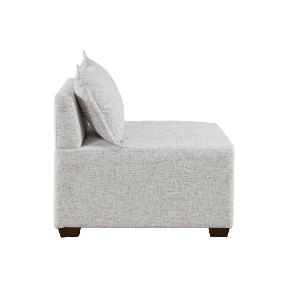 Silver Gray Fabric Modular Sectional Sofa with Ottoman