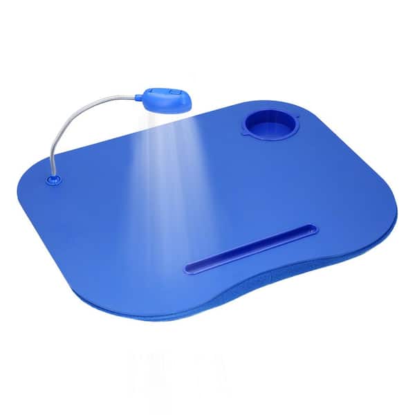 Foam Cushion Laptop Lap Desk with LED Gooseneck Light in Blue