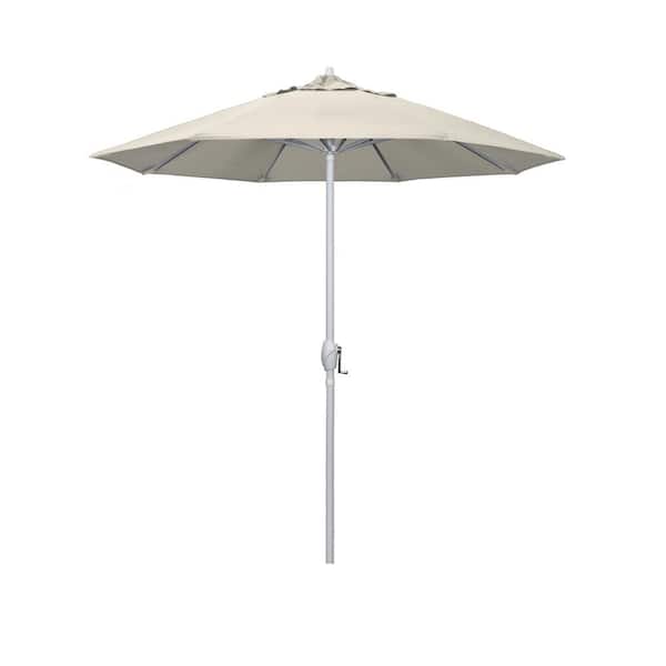 California Umbrella 7.5 ft. Matted White Aluminum Market Patio Umbrella Auto Tilt in Antique Beige Olefin