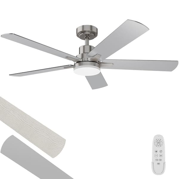 52 in. Indoor Nickel Downrod Mount Standard Ceiling Fan with Integrated LED Light and Remote Control