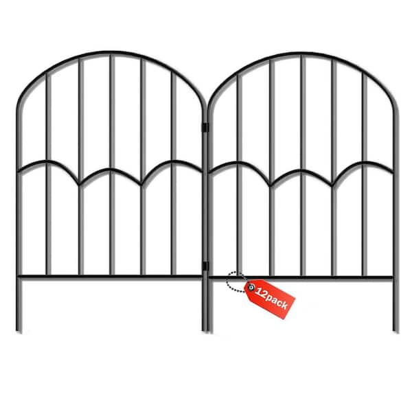 Decorative Garden Fence Outdoor Animal Barrier Black Metal Wire No-Dig Stakes 12-Pieces 13 ft. Landscaping Edging