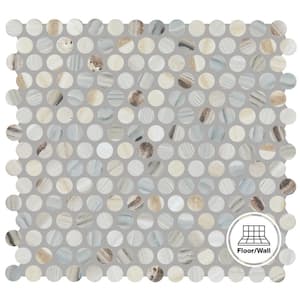 Lamora Marble Coastal Blue 11 in. x 13 in. Glazed Ceramic Penny Round Mosaic Tile (106 sq. ft./pallet)