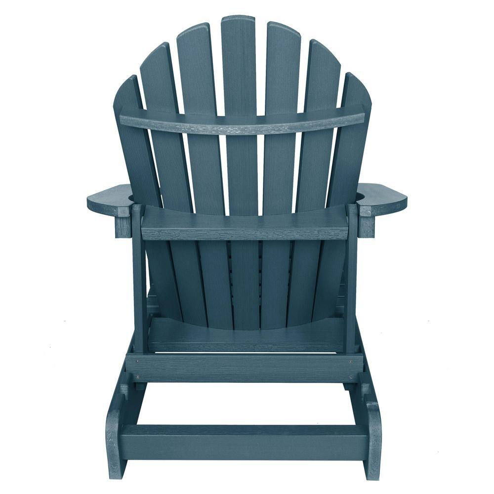 Nantucket Blue Folding Reclining Adirondack Chair with Arms