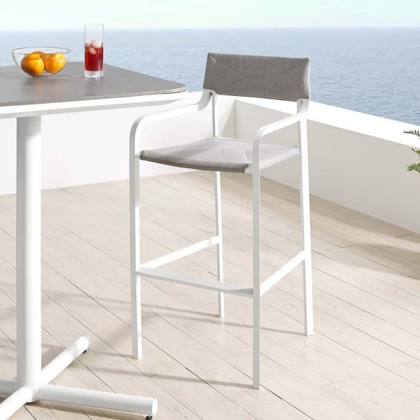 Modway Raleigh Stackable Aluminum, White Outdoor Bar Furniture