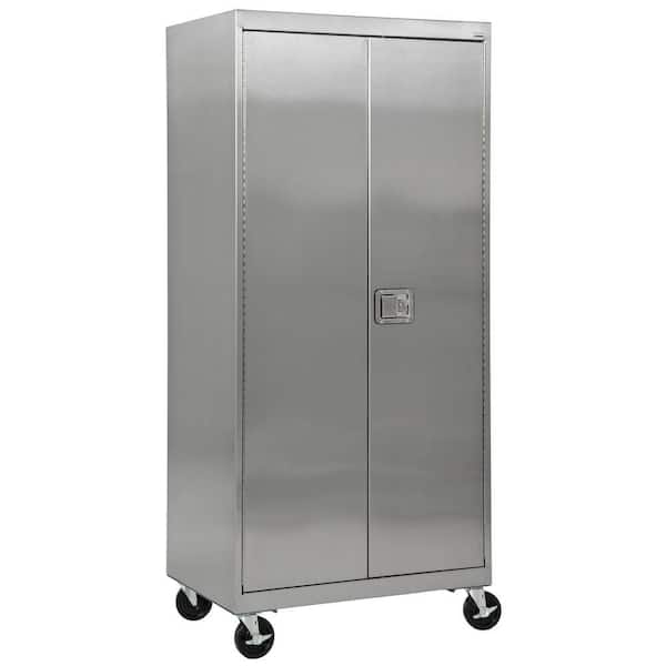 Sandusky 36 in. W x 24 in. D x 84 in. H Stainless Steel Mobile Cabinet with Paddle Lock