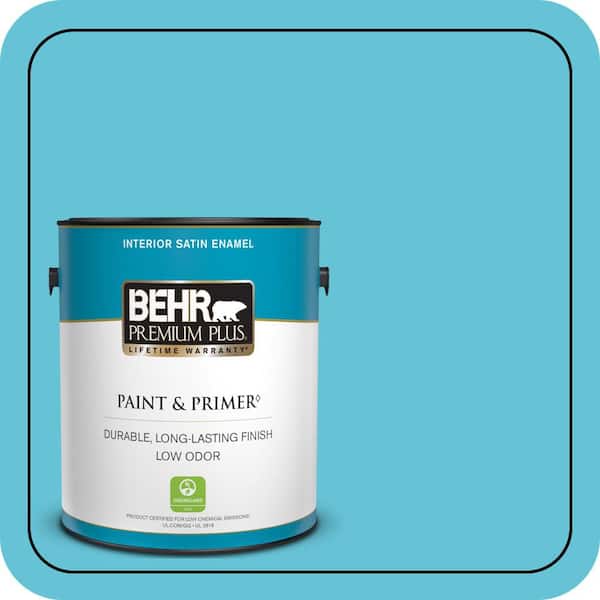 BEHR PREMIUM PLUS 1 gal. #P480-4 Rushing Stream Satin Enamel Low Odor Interior Paint & Primer