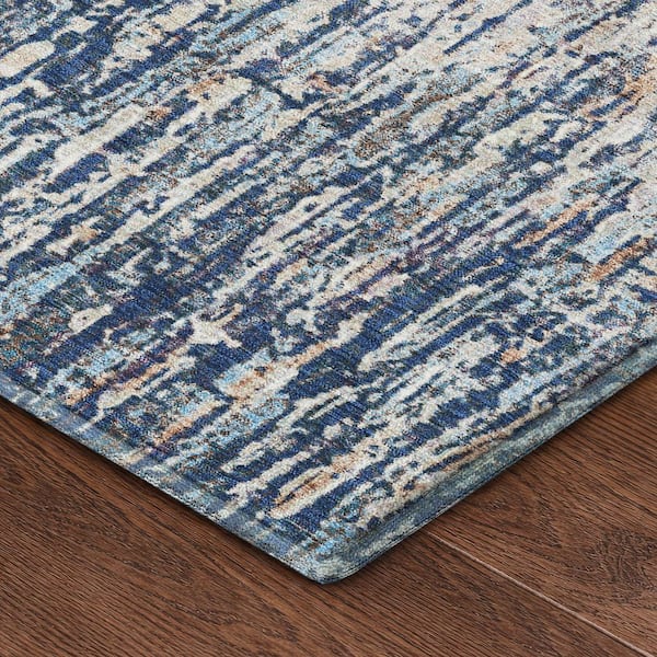 Mayfield Premium Machine Washable Abstract AMF2439 Navy 10 ft. x 14 ft. Area Rug