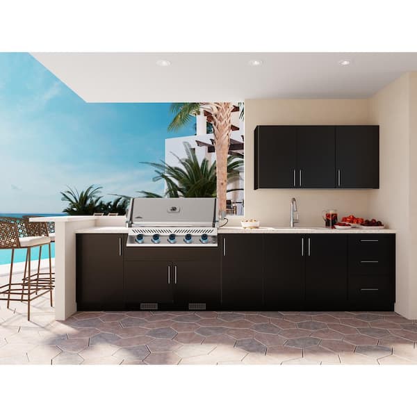 Weatherstrong Miami Pitch Black Matteflatstock Assembledbase Kitchen Cabinet Outdoor End Panel 0 625 In X 36 In X 27 875 In Dcbep27 Pb The Home Depot