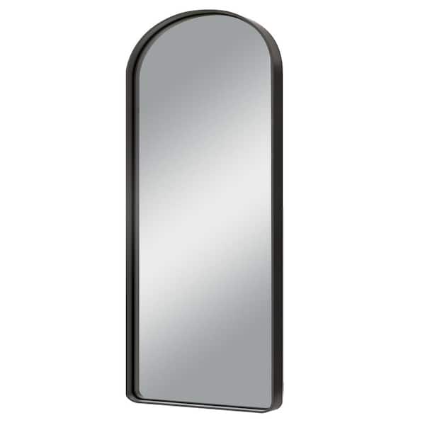 Lirago 21 in. W x 64 in. H Aluminium Alloy Deep Modern Arch Framed Full Length Mirror with Rounded Corner in Black