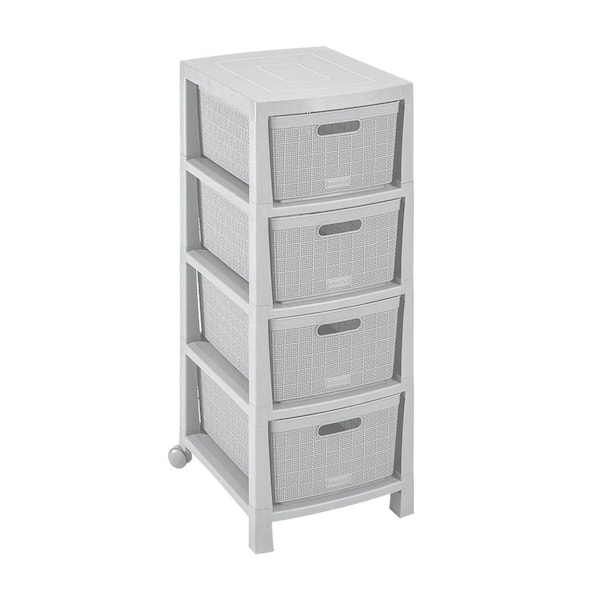 Rimax 4-Drawers Resin Storage Rolling Cart in Gray