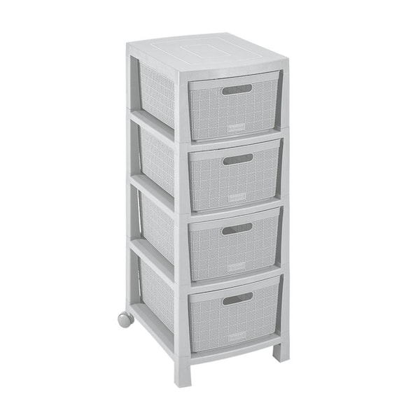 4-Drawers Resin Storage Rolling Cart in Gray