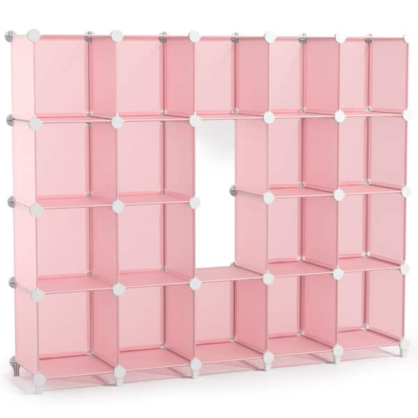 Sorbus 18 Cube Storage Shelf Organizer, Waterproof Cubby for Closet or Bedroom  - Pink