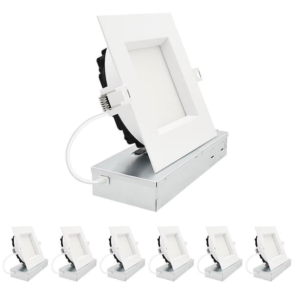 6 In. Integrated LED Square Regressed Mini Panel light, 5CCT, 19/25/32W 1800/2400/3000LM Dual Dimmable 100° Beam  6 Pack