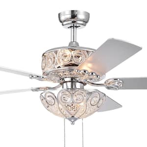 Catalina 52 in. Indoor Chrome Hand Pull Chain Ceiling Fan with Light Kit