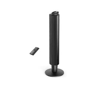43 in. 5 Fan Speeds Tower Fan in Black with Handy Remote and Timer