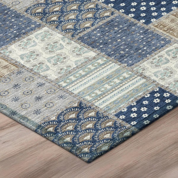 Chantille Machine Washable Indoor/Outdoor Abstract ACN2923 Navy 3 ft. x 4 ft. Area Rug