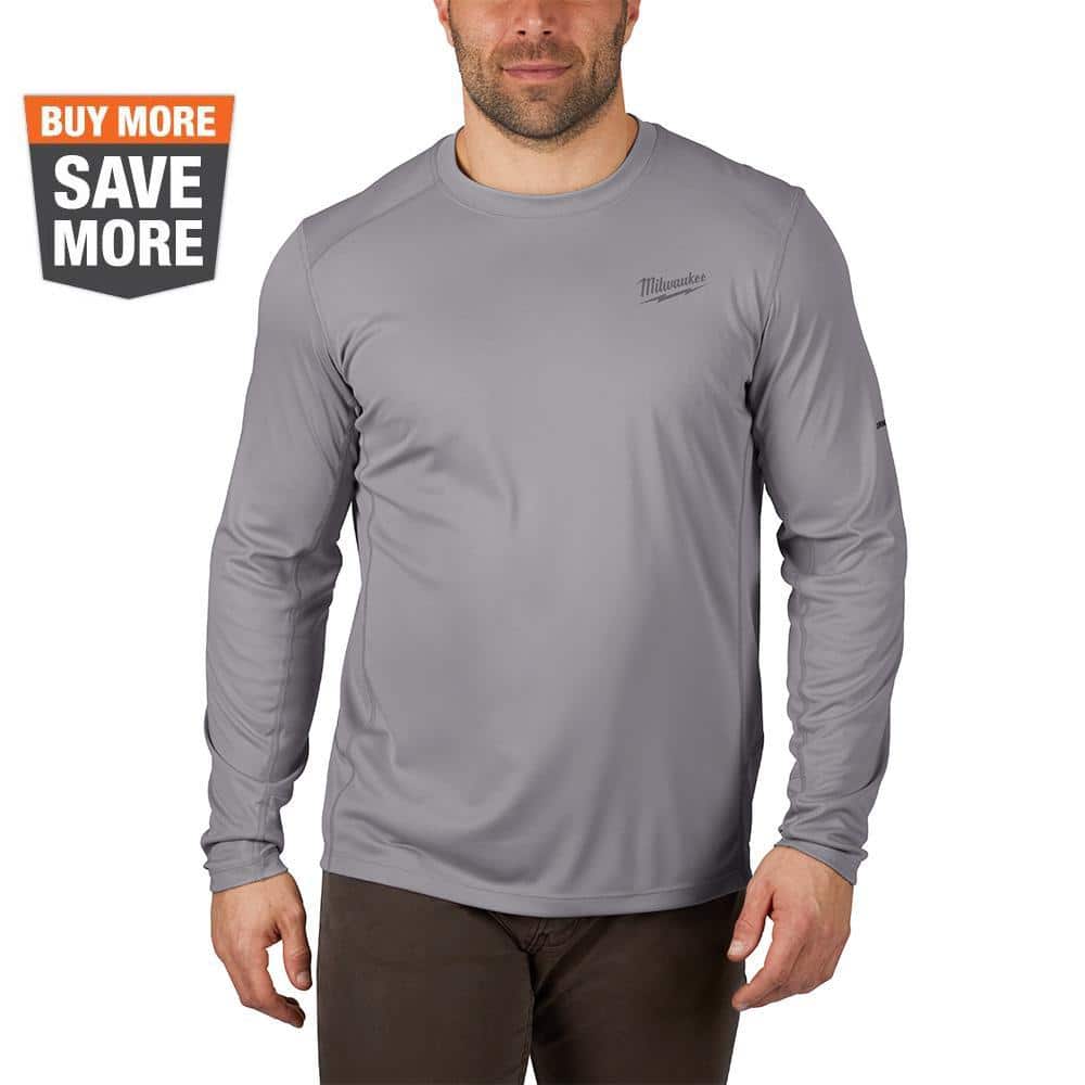 Milwaukee Gen II Men's Work Skin Extra Large Gray Light Weight Performance Long-Sleeve T-Shirt - The Home Depot