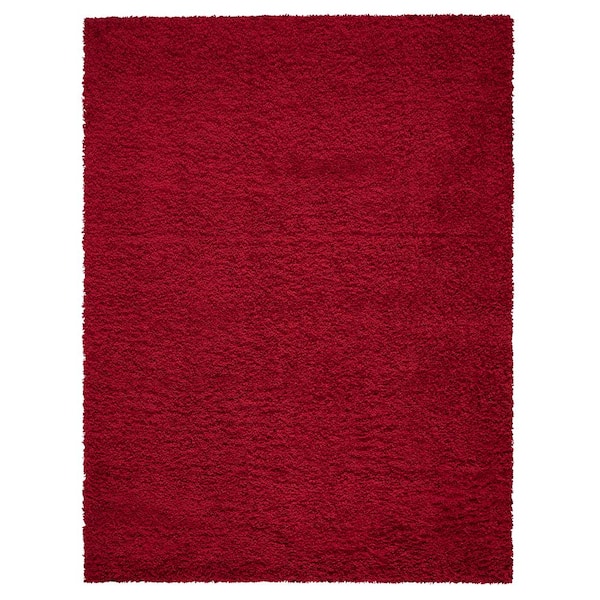 Ottomanson Shaggy Collection Solid Design 5x7 Indoor Shag Area Rug, 5 ft. 3 in. x 6 ft. 11 in., Red