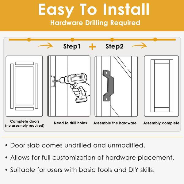 48 in. x 80 in. MDF Composite, PVC Covering, Black, 3 Lite, Clear Glass Interior Door Slab With Black Lever Handle