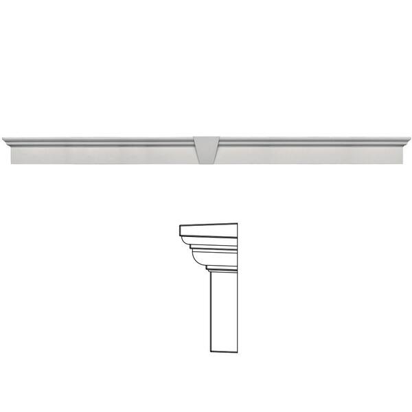 Builders Edge 9 in. x 128 in. Flat Panel Window Header with Keystone in 030 Paintable