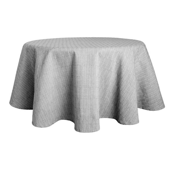 MARTHA STEWART 70 in. Round, Grey Honeycomb Round Tablecloth, Modern Farmhouse