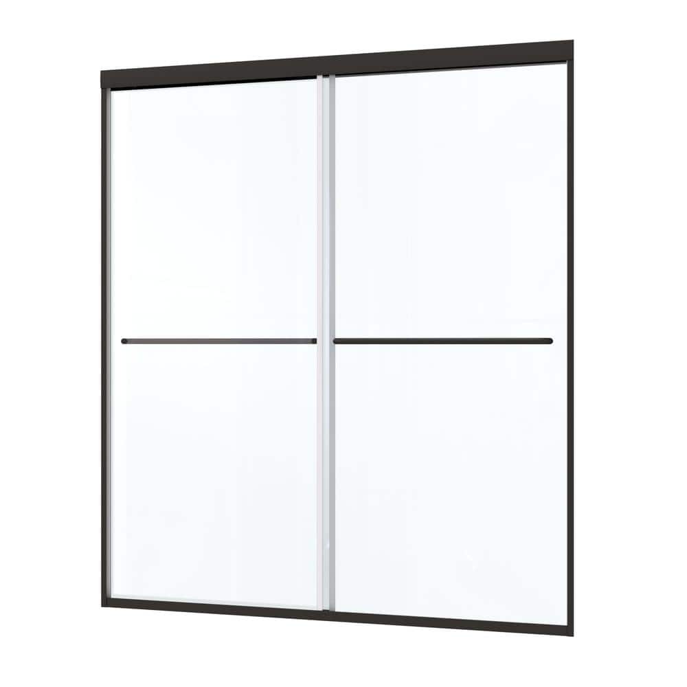50 in. - 54 in. W x 70 in. H Double Sliding Frame Shower Door in Black Fini