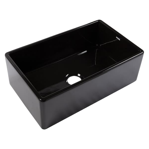 Austen 30 in. Farmhouse/Apron-Front Undermount Single Bowl Gloss Black Fireclay Kitchen Sink
