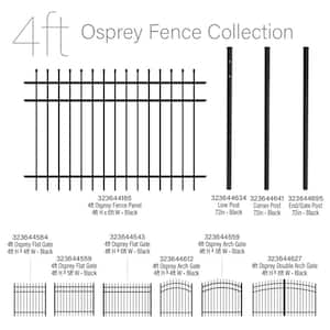 72 in. 4 ft. Black Osprey Black Aluminum Fence Line Post