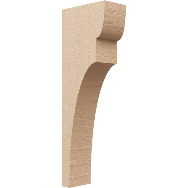 Ekena Millwork 4 in. x 24 in. x 8 in. Series 2 Thin Yorktown Rough Cedar Woodgrain Timberthane Polyurethane Corbel, Primed Tan