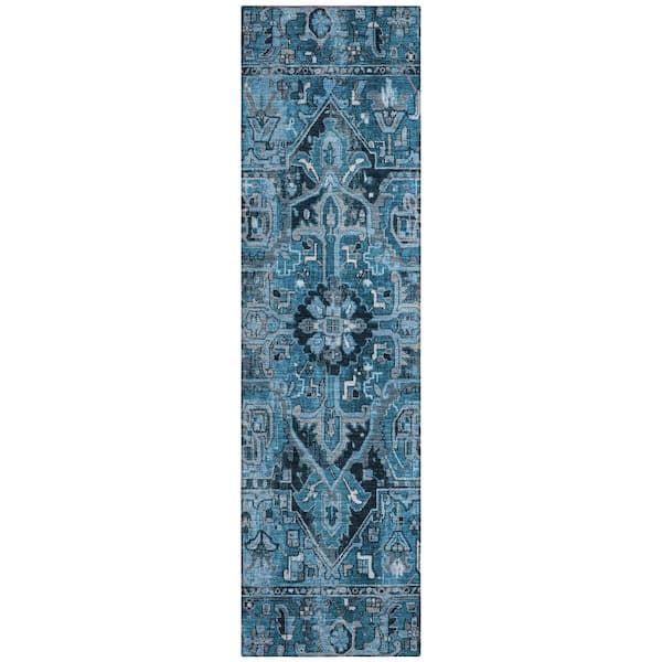Chantille ACN570 Blue 2 ft. 3 in. x 7 ft. 6 in. Machine Washable Indoor/Outdoor Geometric Runner Rug