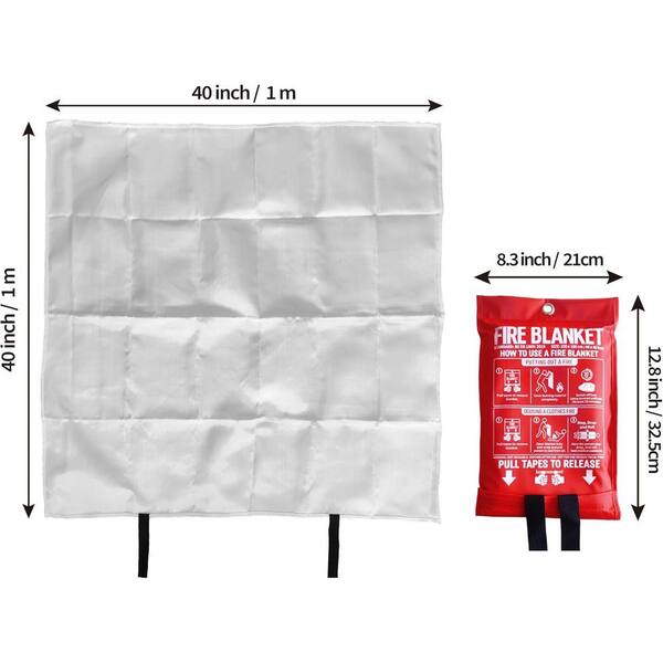 EKIEUDL - 40 in. x 40 in. Fiberglass Emergency Fire Blanket for Kitchen and Home (2-Pack)