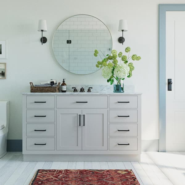 ARIEL Hepburn 61 in. W x 22 in. D x 35.25 in. H Bath Vanity in Grey ...