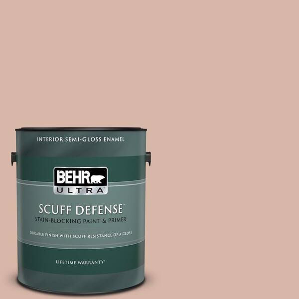 BEHR ULTRA 1 gal. #S190-3 Sedona Pink Extra Durable Semi-Gloss Enamel Interior Paint & Primer