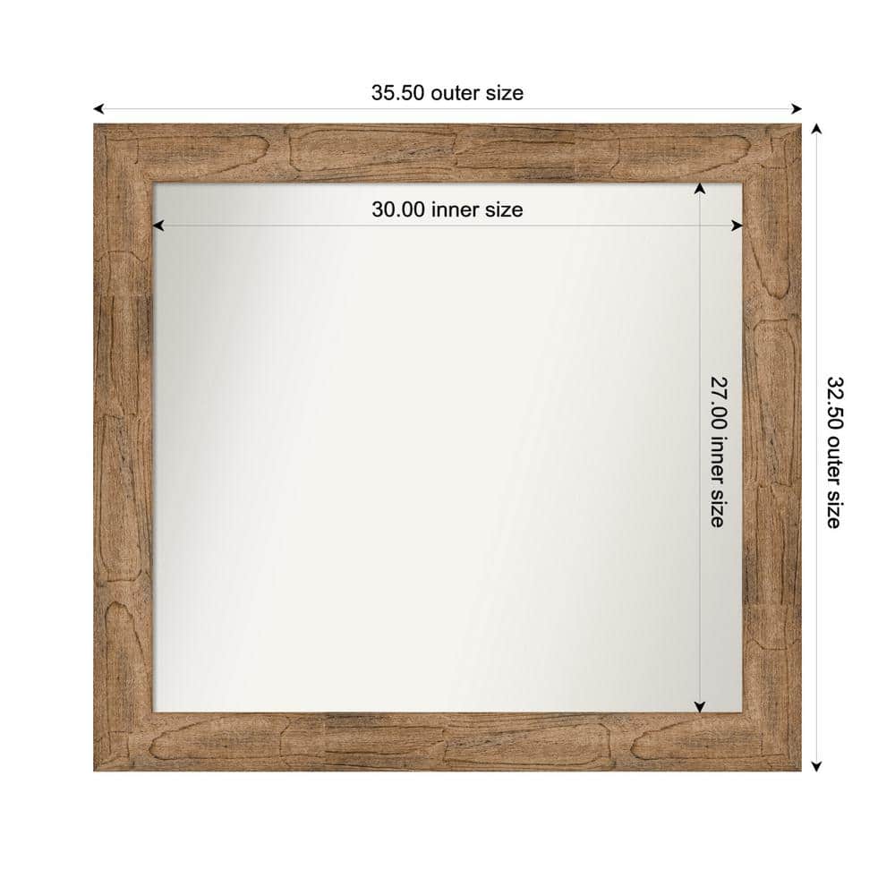 Owl Brown 35.5 in. W. x 32.5 in. Custom Non-Beveled Wood Framed Bathroom Vanity Wall Mirror price history on PriceWatchPro