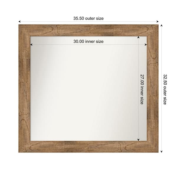Amanti Art Owl Brown 35.5 in. W. x 32.5 in. Custom Non-Beveled Wood Framed Bathroom Vanity Wall Mirror