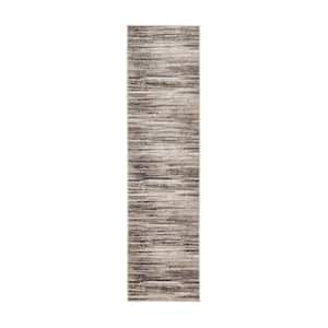 Banner Cream 2 ft. x 8 ft. Modern Contemporary Abstract Striped Runner Rug