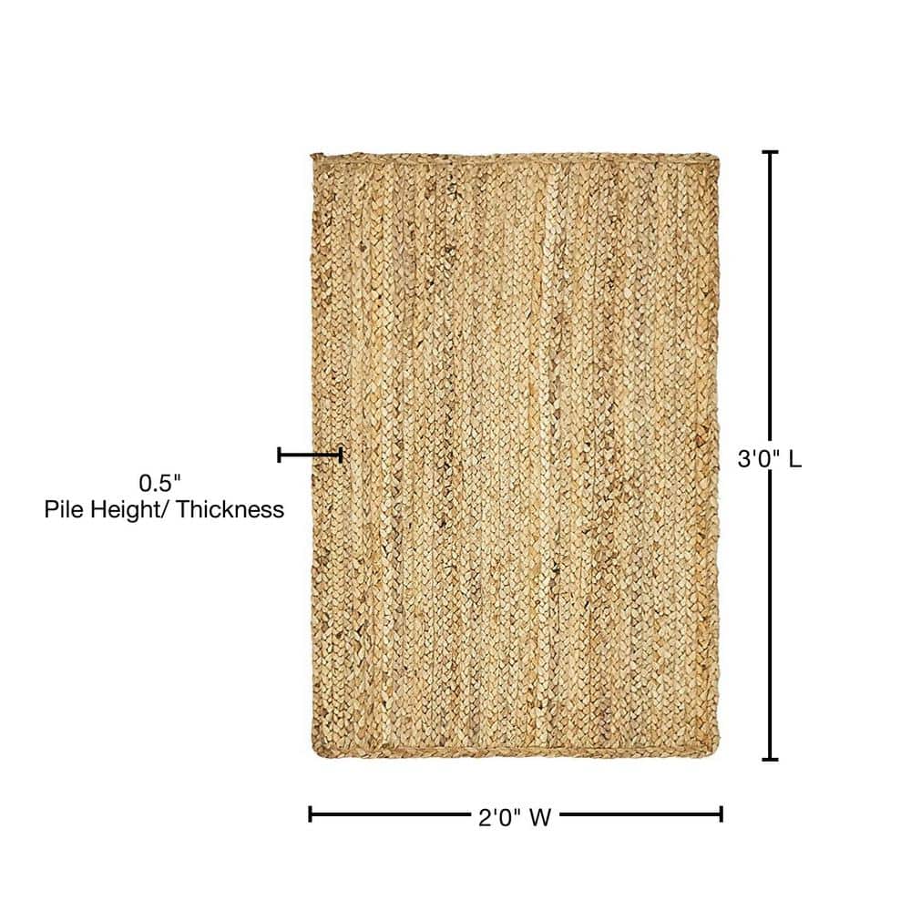 Handmade Rectangular Brown Braided Jute Indoor Rug
