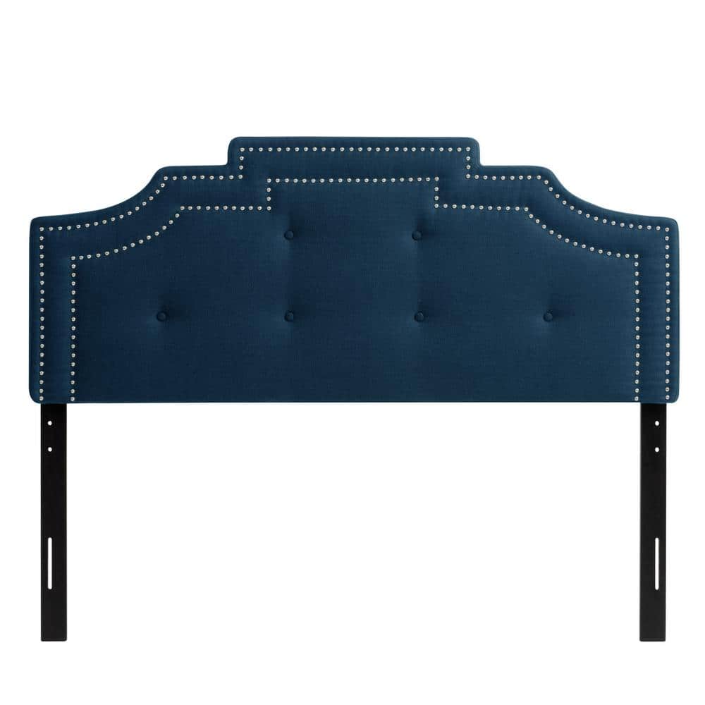 CorLiving Aspen NavyBlue Crown Silhouette Queen Headboard with Button