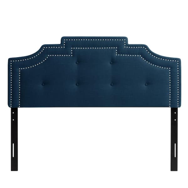 CorLiving Aspen Navy-Blue Crown Silhouette Queen Headboard with Button Tufting