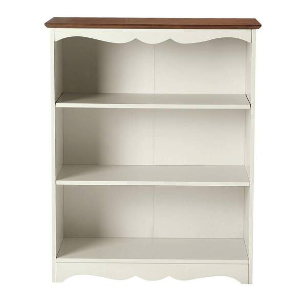 Unbranded 32 in. W Open 3-Shelf Book Case Southport Ivory and Oak