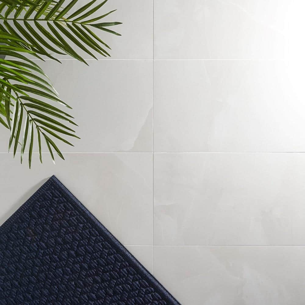 Saroshi 12" x 24" Matte White Porcelain Marble Look Tile