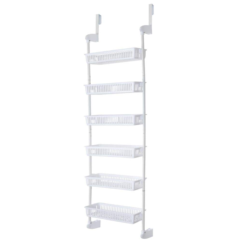 smart design steel 6-tier over the door pantry organizer - white: back of door storage for kitchen cabinet organization