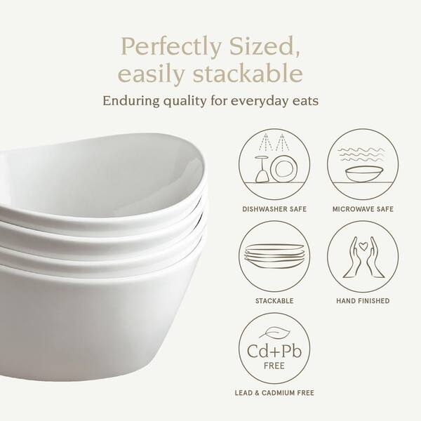 over&back Porcelain Round Pasta Serve Bowls, Set of 4