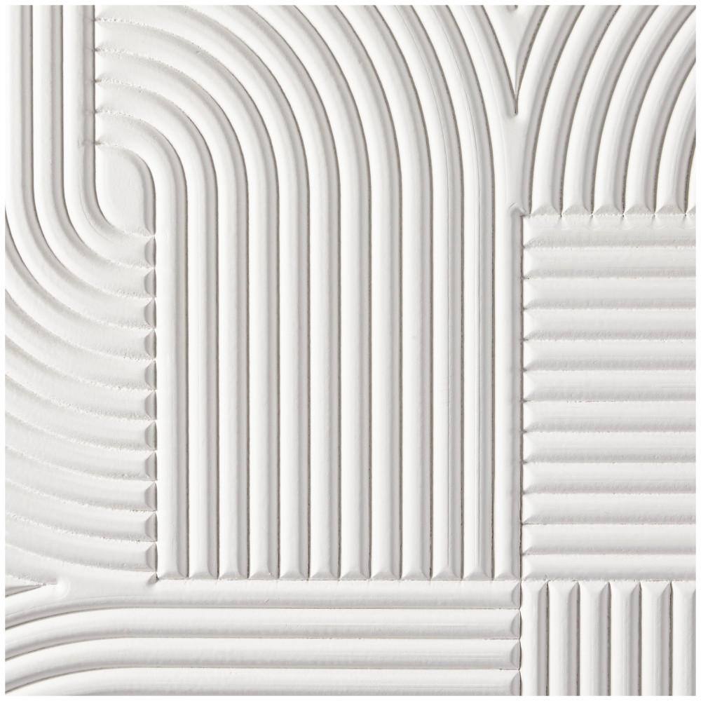48'' White Geometric Wood Square Wall Art