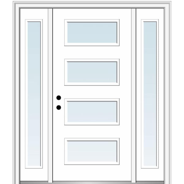 MMI DOOR Celeste 60 in. x 80 in. Right-Hand Inswing 4-Lite Clear Low-E Primed Fiberglass Prehung Front Door on 4-9/16 in. Frame
