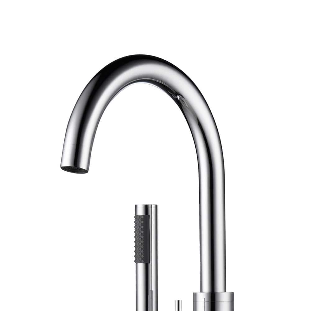 Chrome Freestanding Tub Filler with Diverter and Handshower