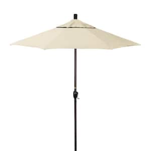 7.5 ft. Bronze Aluminum Market Patio Umbrella with Crank Lift and Push-Button Tilt in Khaki Pacifica Premium