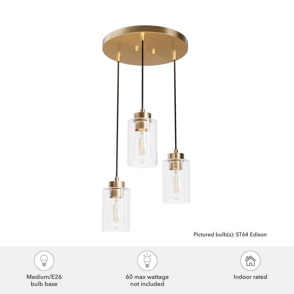 Alturas Gold 3-Light Seeded Glass Cluster Pendant