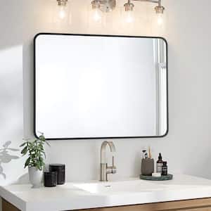 24 in. W x 36 in. H Rectangular Framed Wall Mounted Bathroom Vanity Mirror in Black
